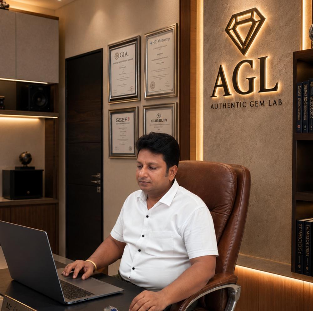 Diamond inspection under professional laboratory lighting at Delhi Gold Testing AGL